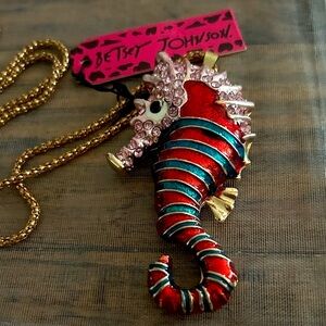 Betsey Johnson gold Colorful‎ Seahorse Necklace